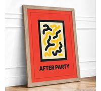 After Party Typography Framed Wall Art Print A3 Oak