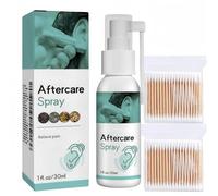 Aftercare Spray with 200PCS Cotton Swabs, Saline Solution Spray, Cleaning Aftercare Fluid for Ear, Sterile Saline