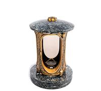 Afterglow Stylish grave lantern, elegant granite, labrador, blue pearl, height 23 cm, diameter 15 cm, grave light, grave lamp, granite lamp, granite lantern, bronze with base, grave ornament
