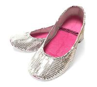 afterheels tiniest, the World's Most Compact Ballerina Ballet fold up roll up Shoes Silver Sparkly Sequin