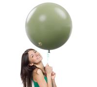 AFTERLOON® Biodegradable Balloons 6 pcs 18 Inch Orb Perfect Round Extra Large Sage Green, Thickened Strong Natural Latex Jumbo XL Big Helium Float, Baby Gender Reveal Birthday Party Decorations