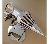 AfterMokit Cone Spike Air Cleaner Intake with Red Filter for Yamaha V-Star 1100 Dragstar XVS1100 1999-2012 Chrome
