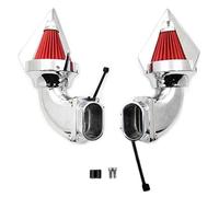 AfterMokit Dual Triangle Spike Air Cleaner Intake with Red Filter for Suzuki Boulevard M109R VZR1800 Intruder M1800R Chrome