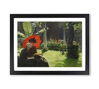Afternoon In The Garden By Charles Curran Classic Painting Framed Print | A3 Black Framed Wall Art | Ready to Hang | Classic Floral Picture | Living Room Bedroom Lounge Office