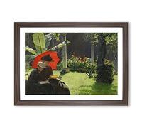 Afternoon in The Garden by Charles Curran Framed Print | A2 Walnut Framed Wall Art | Ready to Hang | Modern Floral Picture | Living Room Bedroom Lounge Office