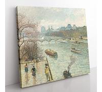 Afternoon Rainy Weather by Camille Pissarro Classic Painting Canvas Wall Art Print Ready to Hang, Framed Picture for Living Room Bedroom Home Office Décor, 50x50 cm (20x20 Inch)