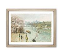 Afternoon Rainy Weather By Camille Pissarro Classic Painting Framed Wall Art Print, Ready to Hang Picture for Living Room Bedroom Home Office Décor, Oak A4 (34 x 25 cm)