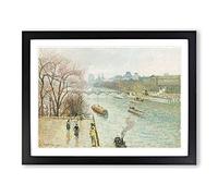 Afternoon Rainy Weather By Camille Pissarro Classic Painting Framed Wall Art Print, Ready to Hang Picture for Living Room Bedroom Home Office Décor, Black A2 (64 x 46 cm)