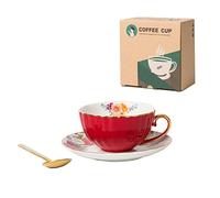 Afternoon Tea Cup Espresso Cups Set China Bone Tea Cups and Saucers Coffee Mug Tea Cups Set with Gift Box for Women Mom, 7 Ounces for Home Office Gift