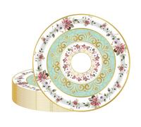 Afternoon Tea Disposable Paper Party Plates, 24 PCS Tea Party Tableware Set Floral Tea Party Paper Plates Disposable Dinnerware Party Supplies for Wedding Birthday Afternoon Tea Party Table Decor