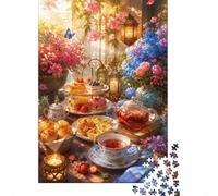 Afternoon Tea Flowers Lantern 1000pcs Mini Puzzle For Adults Challenging | 52x38cm Cardboard Living Room Decor Premium Craftsmanship Birthday Gift Mind Relaxation