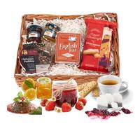 Afternoon tea gift set | Luxury food hamper for afternoon tea gift with english breakfast tea scottish shortbread pudding jam - gifts for women men couples hamper for sharing