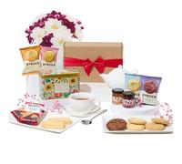 Afternoon Tea Hamper Bundle With English Afternoon Tea Tin, Individually Wrapped Border Biscuits, Shortbread Fingers, English Breakfast Marmalade 42g and Strawberry Preserve 42g - Tea Hamper Gift Set