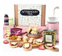 Afternoon Tea Hamper For 2 Gift Set | Luxury Treats for Women & Couples | Includes Tea, Sultana Scones, Clotted Cream, Strawberry Jam & Mini Biscuits | Afternoon Tea For Her