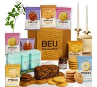 Afternoon Tea Hamper Gift Set - 3x 25g Premium Loose Leaf Tea, Jam, Fruitcake and 8x 2 Pack Biscuits Hamper for Women & Men - Ideal Birthday Hampers, New Home or Thank You Gift