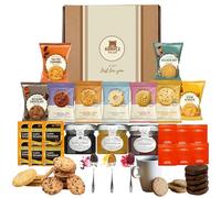 Afternoon Tea Hamper Gift Set - 9 Biscuit Twin Packs, 3 Fruit Jam Pots & 12 Premium Tea Bags - Luxury British Treat Box, Gift Hamper for Women, Men & Couples - Thank You Hamper (Gift)