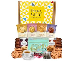 Afternoon Tea Hamper Gift Set - Includes British Buttery Biscuits, Traditional English Teabags, Strawberry Jam, Orange Marmalade & Luxury British Snacks - Great British Gift Hamper Set