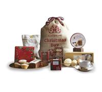 Afternoon Tea Hamper with Santa Sack, Shortbread Biscuits, Mince Pies, Fruit Cake & More - Couples Christmas Gifts, Festive Treats, Christmas Hampers & Gourmet Gifts for Men or Women - by Hay Hampers