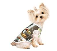 Afternoon Tea Print Pet T-Shirt, Sleeveless Pullover Vest For Small Puppy Kitten Indoor Outdoor Wear