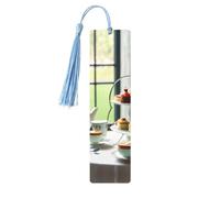 Afternoon Tea Print Wooden Bookmarks Beautiful Notebook Accessories for Men Women Book Lovers