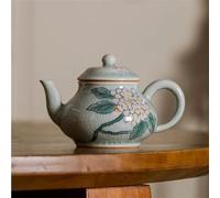 Afternoon Tea Set 85ml Handmade Boutique Borneol Glazed Ceramic Teapot Pure Hand-Painted Lotus Art Pot with Filter Household Kung Fu Teaware Set Tea Sets(B)