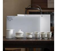 Afternoon Tea Set Boutique Sheep Fat Jade White Porcelain Tea Set Complete Retro Ceremony Teapot and Cup Teaset GIF Tea Sets