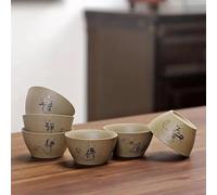 Afternoon Tea Set Ceramic Cups and Mugs Teapots to Boil Water Samovar Teapot Shu Puer Teaware Chinese Tea Set 6pcs Coarse Pottery Cup Tea Sets(B)