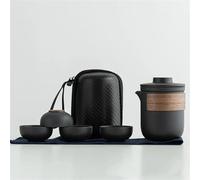 Afternoon Tea Set Ceramic Kung Fu Tea Set with Travel Bag Teaware Porcelain Pot and Cup Chinese Portable One Teapot and Four Cups Tea Sets(D)