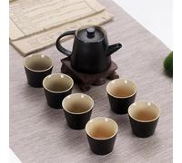 Afternoon Tea Set Chinese Black Pottery Ceramic Teapot Kettle Teacup Porcelain Kung Fu Tea Set Drinkware Ceremony for Tea Sets(Black)