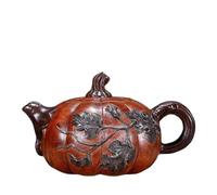 Afternoon Tea Set Chinese Zisha Tea Set Yixing Purple Clay Large Capacity Teapot Hand-Carved Raw Ore Pumpkin Kettle Home Beauty Infuser Tea Sets(A)