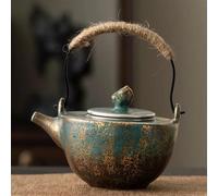 Afternoon Tea Set Evergreen Glaze Small Teapot Tea Maker Filter Kettle Kung Fu Set Japanese Gold Silver Color Ceramic Lifting Beam Pot 200ml Tea Sets