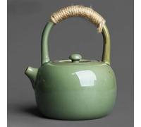 Afternoon Tea Set Handmade Retro Coarse Pottery Celadon Bamboo Green Trumpet Beam Teapot Chinese Zen Tea Ceremony Portable Infuser Tea Sets(B)