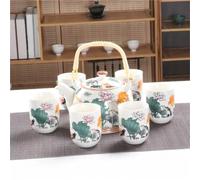 Afternoon Tea Set Handmade TeaPot Cup Porcelain GungFu Floral Tea Teaware Office Travel 1 Pot 6 Cups Creative CeramicTea Set Tea Sets(Type-J)