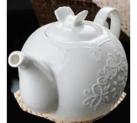 Afternoon Tea Set Home Bar Decoration Bone China Water Ware Sugar Bowl Milk Jug Ceramic Coffee Tea Pot European White Butterfly Relief Teapot Tea Sets(C)