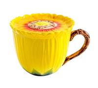 Afternoon Tea Set Home Office Large Capacity Cup Creative Ceramic Sunflower Mug Breakfast Milk with Lid Couple Afternoon Tea Coffee Set Tea Sets