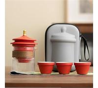 Afternoon Tea Set Household Tea Making Glass Travel Set Outdoor Portable Accessories Craft The Palace Museum Kit 1 Pot 3 Cups Tea Sets(B)