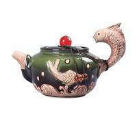 Afternoon Tea Set Porcelain Kungfu Teaware Bottle Ceramic Glaze Teapot 210ml Red Art Agate Tea Pot 3D Carp Flower Puer Tea Sets