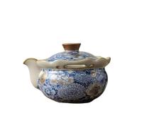 Afternoon Tea Set Ru Porcelain Kung Fu Tea Cup Creative Kettle with Flowers Kiln Hand Grab Pot Simplicity Household Sample Tea Sets(200ml Pot)