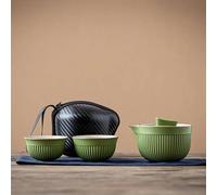 Afternoon Tea Set Simple Travel Tea Set Ceramic One Piece Storage Portable Outdoor Making Utensils Lovers Best Gifts Tea Sets(Green)
