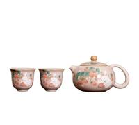 Afternoon Tea Set Strawberry Rabbit 1 Pot 2 Cups Tea Making Kettle Teapot and Cup Set Kung Fu Teaset Antique Pink Ru Kiln Teacup Tea Sets
