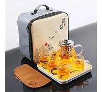 Afternoon Tea Set Tea Tray Teacups Sets A Pot of Four Cups Bag Portable Gongfu Set Heat Resisting Borosilicate Glass Teapot Tea Sets(Type-D)