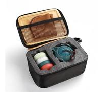 Afternoon Tea Set Travel Chinese Kungfu Small Tea Set One Pot Four Cups Ceramic Teapot Cup Tray Portable Bag Japanese Ceremony Tea Sets(E)