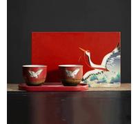 Afternoon Tea Set Vintage Tea Cup Set Ceramic Teacup with Tray Kung Fu Couple Hand-Painted Koi Carp Kiln Transformation Tea Sets(B)