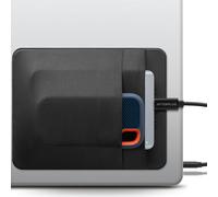 Afterplug 2-Pocket SSD & Hard Drive Holder for Laptop, Reusable 3M Adhesive | Stick-On Sleeve for 2.5-Inch External HDDs & SSDs | 15 x 12 cm Pouch | Separate Pocket for Cables | Built-In Safety Strap