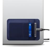 Afterplug 2-Pocket SSD & Hard Drive Holder for Laptop, Reusable 3M Adhesive | Stick-On Sleeve for Portable SSDs | 13 x 8.5 cm Pouch | Separate Pocket for Cables | Built-In Safety Strap