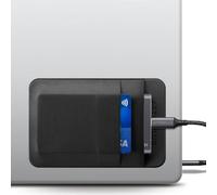 Afterplug 2-Pocket SSD & Hard Drive Holder for Laptop, Reusable 3M Adhesive | Stick-On Sleeve for Portable SSDs | 13 x 8.5 cm Pouch | Separate Pocket for Cables | Built-In Safety Strap