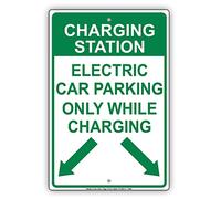 Afterprints Charging Station Electric Car Parking Only While Charging With Graphic Restriction Alert Caution Warning Aluminum Metal Tin 12"x18" Sign Plate