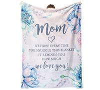 Afterprints Mom Blanket, Mothers Day & Birthday Gift - We Love You Throw Blanket with Floral & Letter Print, 50" x 60"