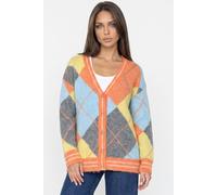 Aftershock London Women's Argyle Wool-Blend Knit Cardigan in Orange Aftershock London Orange One Size