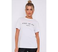 Aftershock London Women's C'est La Vie Short Sleeve Regular Fit T-Shirt in White | Size: Small Aftershock London White S